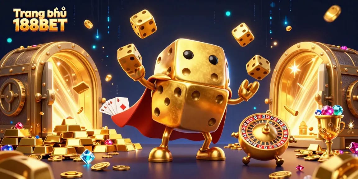 Engage in thrilling action at Trang chủ 188BET with golden dice golem and sparkling treasures.