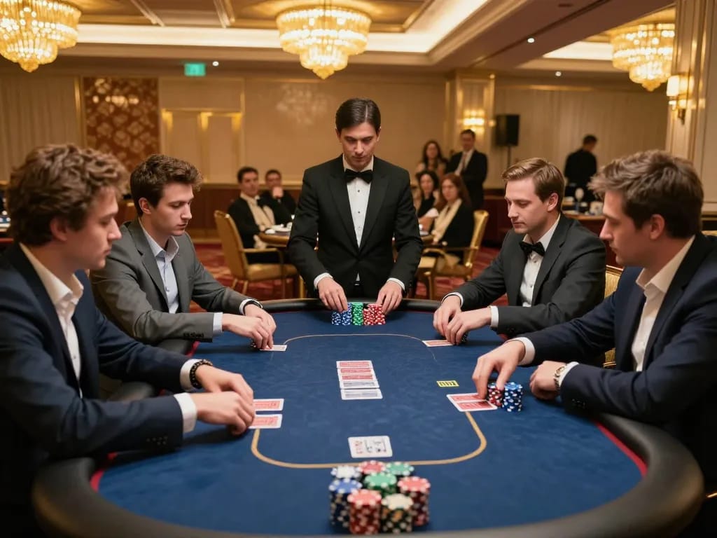 Watch players strategize during a high-stakes game at https://va88.now/, showcasing an upscale poker atmosphere
