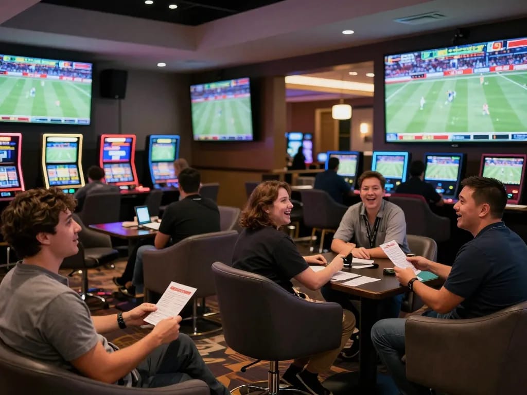 Betting excitement at MM88 COM in a lively sports lounge setting with fans watching live games