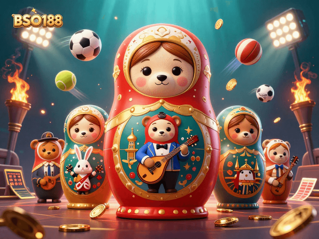 Experience thrilling action with BSO188's vibrant casino-themed 3D illustration featuring dynamic game elements.