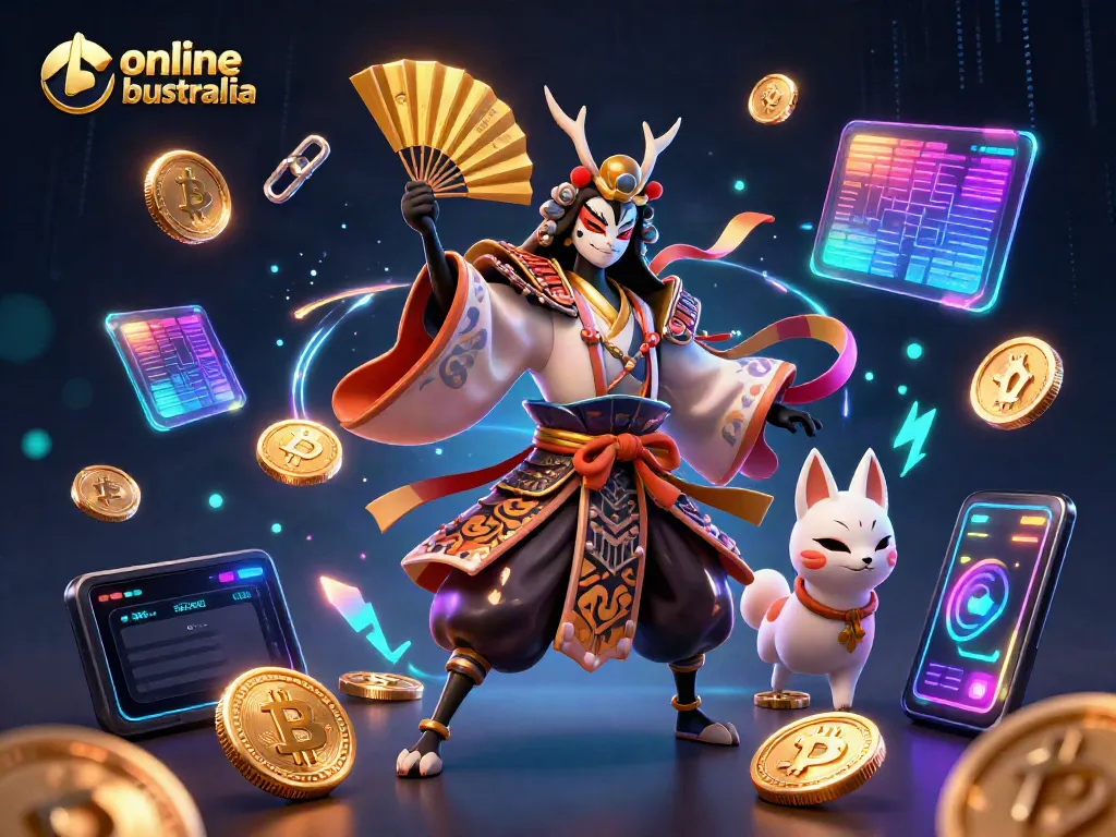 Engage in online blackjack Australia with a vibrant 3D illustration showcasing dynamic gaming elements.