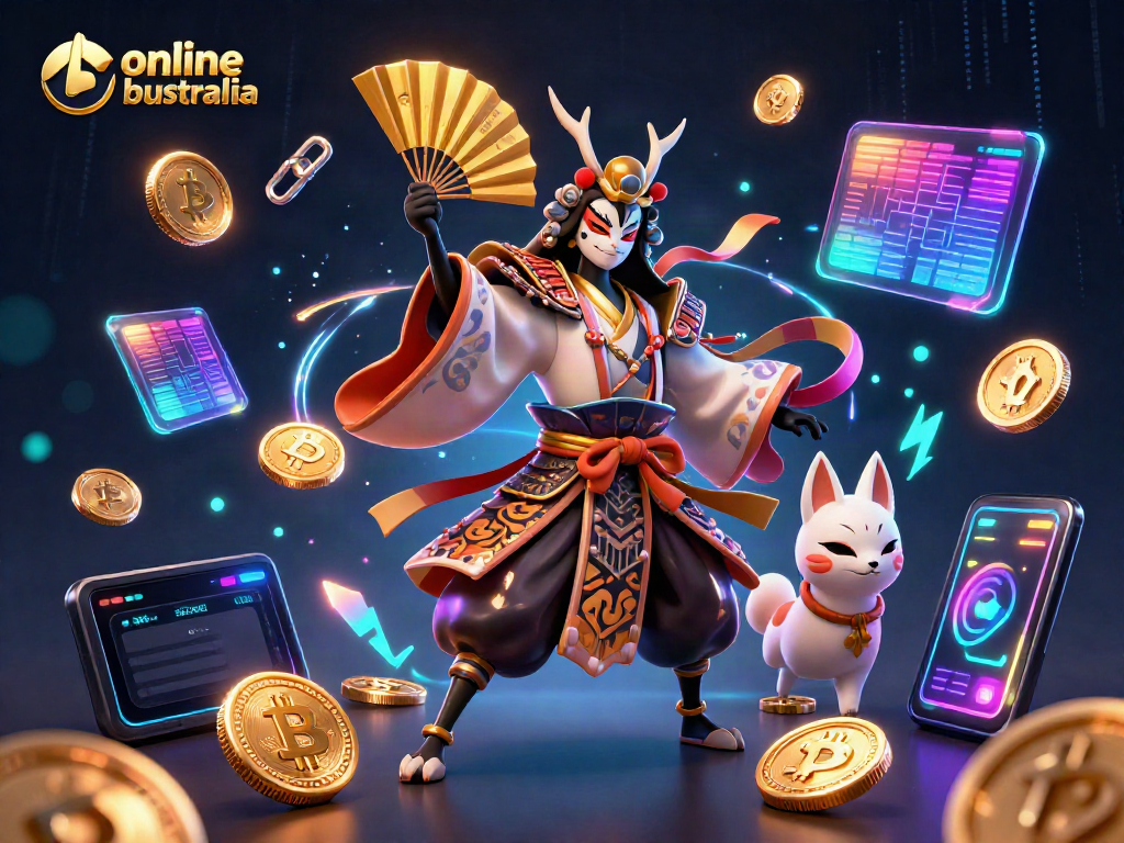 Engage in online blackjack Australia with a vibrant 3D illustration showcasing dynamic gaming elements.