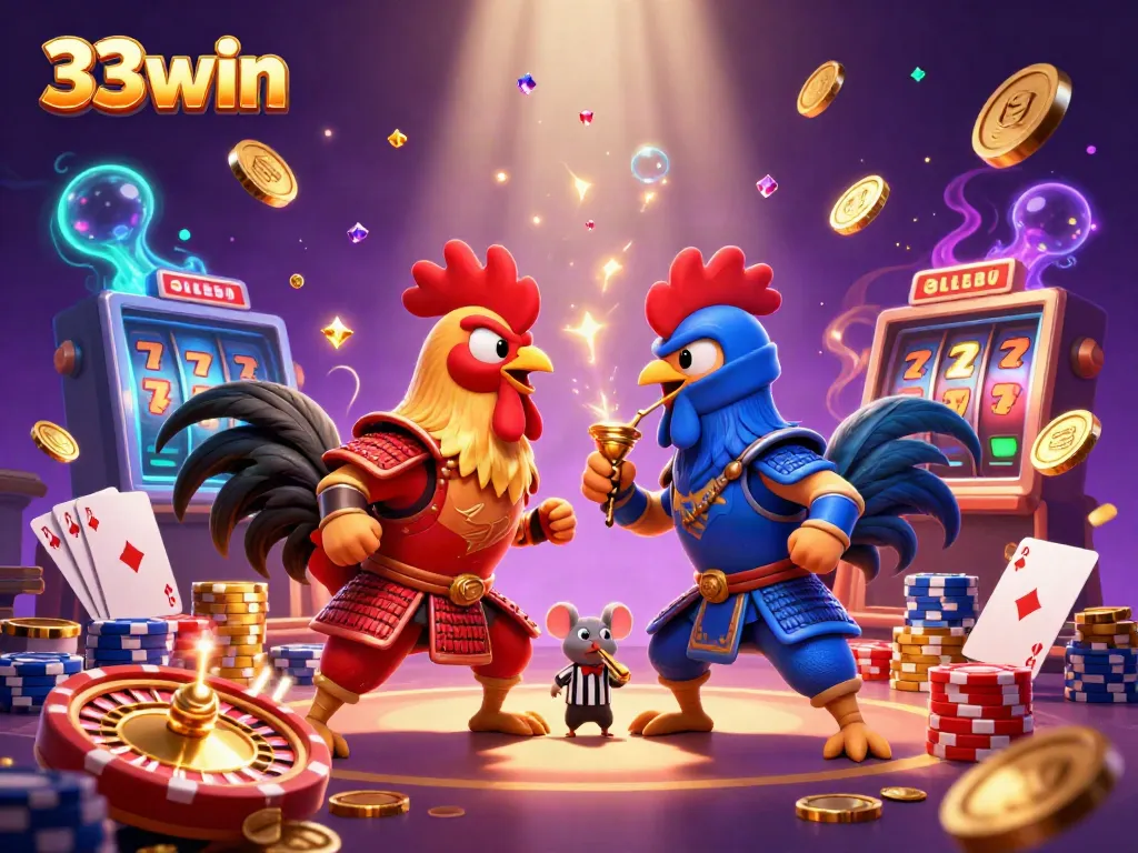 Engage in thrilling games at 33win with fighting roosters and dynamic casino elements.