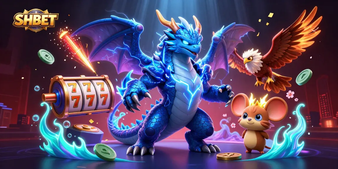Experience thrilling gaming action at SHBET with dynamic characters and vibrant casino elements.