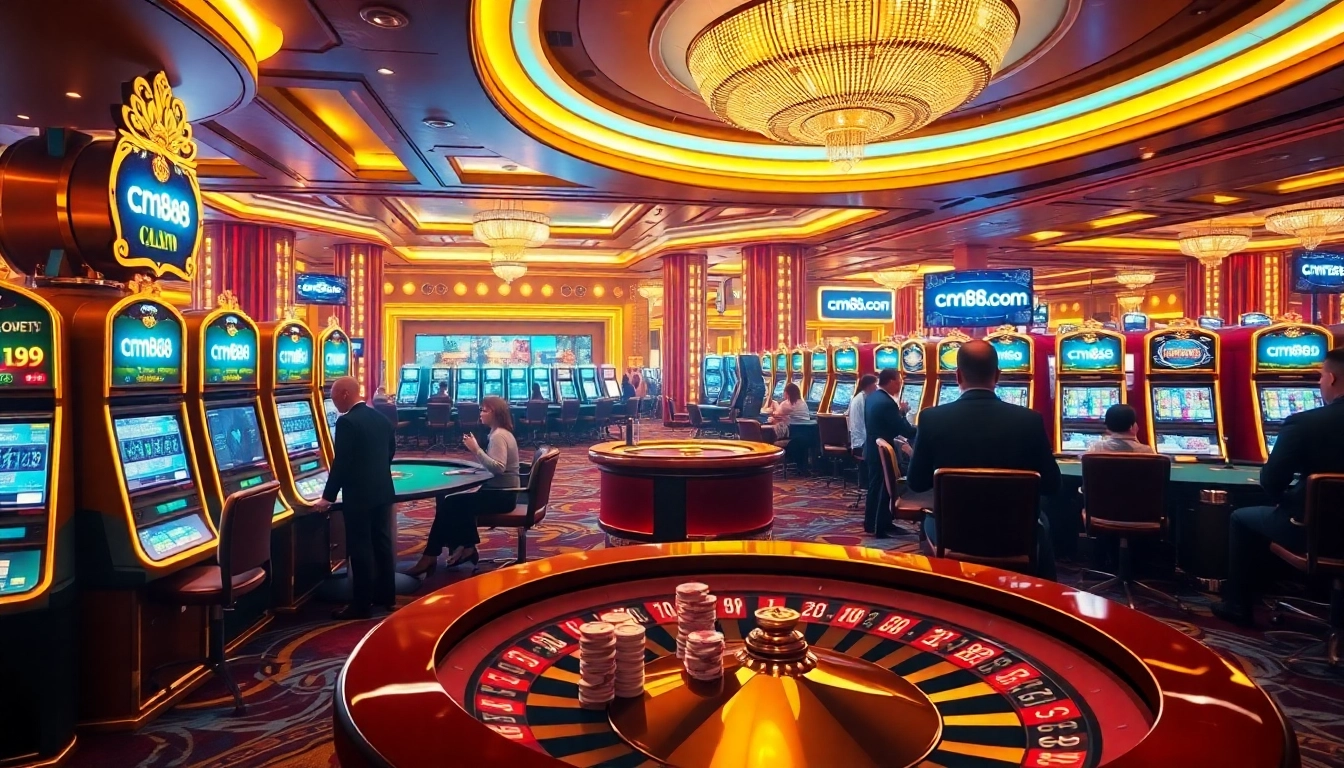 Experience exciting gaming at cm88. com's vibrant casino with poker and slot machines.