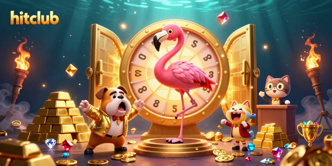 hitclub entertains with an exciting giant prize wheel and animated characters showcasing casino excitement.