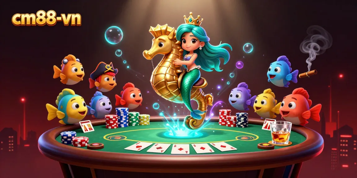 Experience the vibrant casino world at cm88-vn as a mermaid princess and seahorse lead the action!
