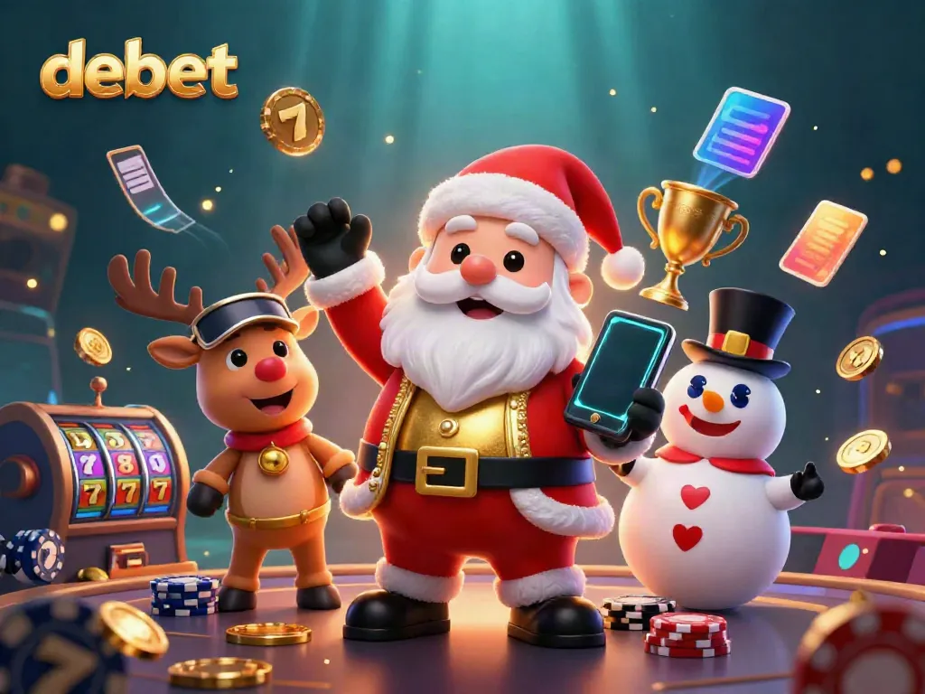 Spin the slots with debet's vibrant gaming scene featuring friendly cartoon characters.