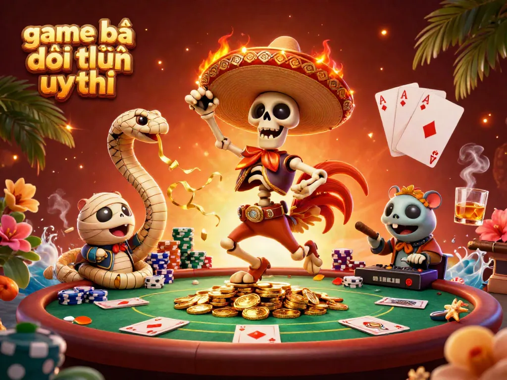 Engage in exciting winnings with "game bài đổi thưởng uy tín" featuring vibrant casino characters.
