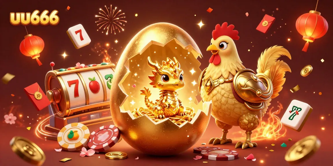 Feel the excitement at uu666 with golden dragon and poker chips amidst dynamic slot reels.