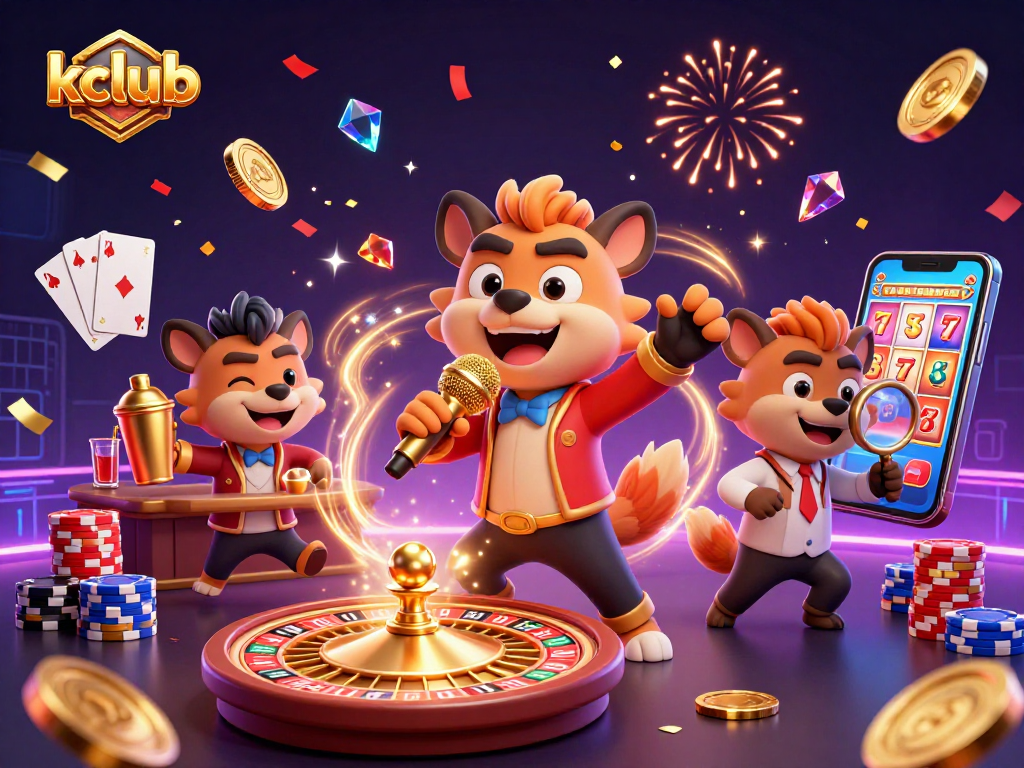 Kclub casino scene with hyenas engaging in gambling activities, showcasing vibrant gaming elements and dynamic energy.