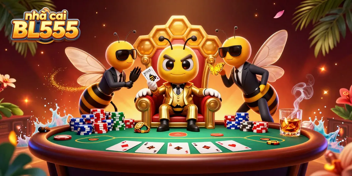 Experience thrilling games at nhà cái BL555 with vibrant casino elements in a dynamic illustration.