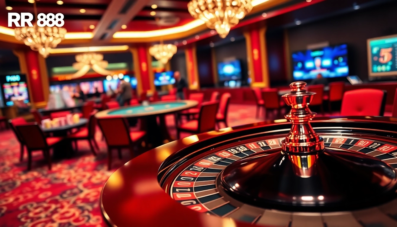 Experience high-stakes gaming at RR 88 with vibrant casino tables and immersive atmosphere.