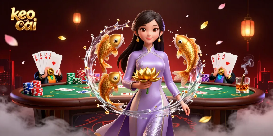 Engage with the thrilling world of keo nha cai, showcasing a captivating poker atmosphere and elegant character design.