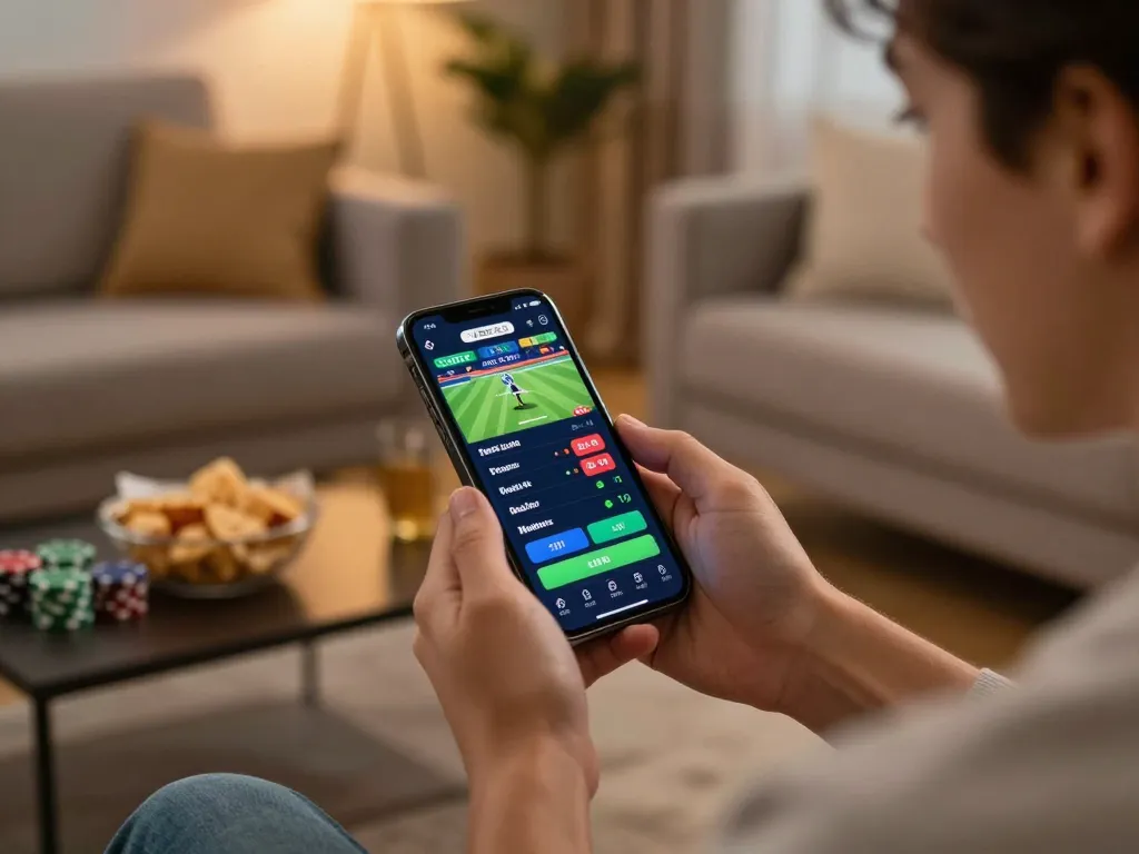 Experience the excitement of sports betting with the NET88 mobile app on a cozy evening.