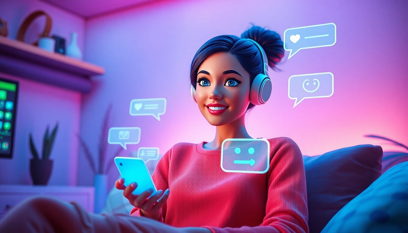 Realistic AI girlfriend engaging in friendly chat, symbolizing cutting-edge technology.