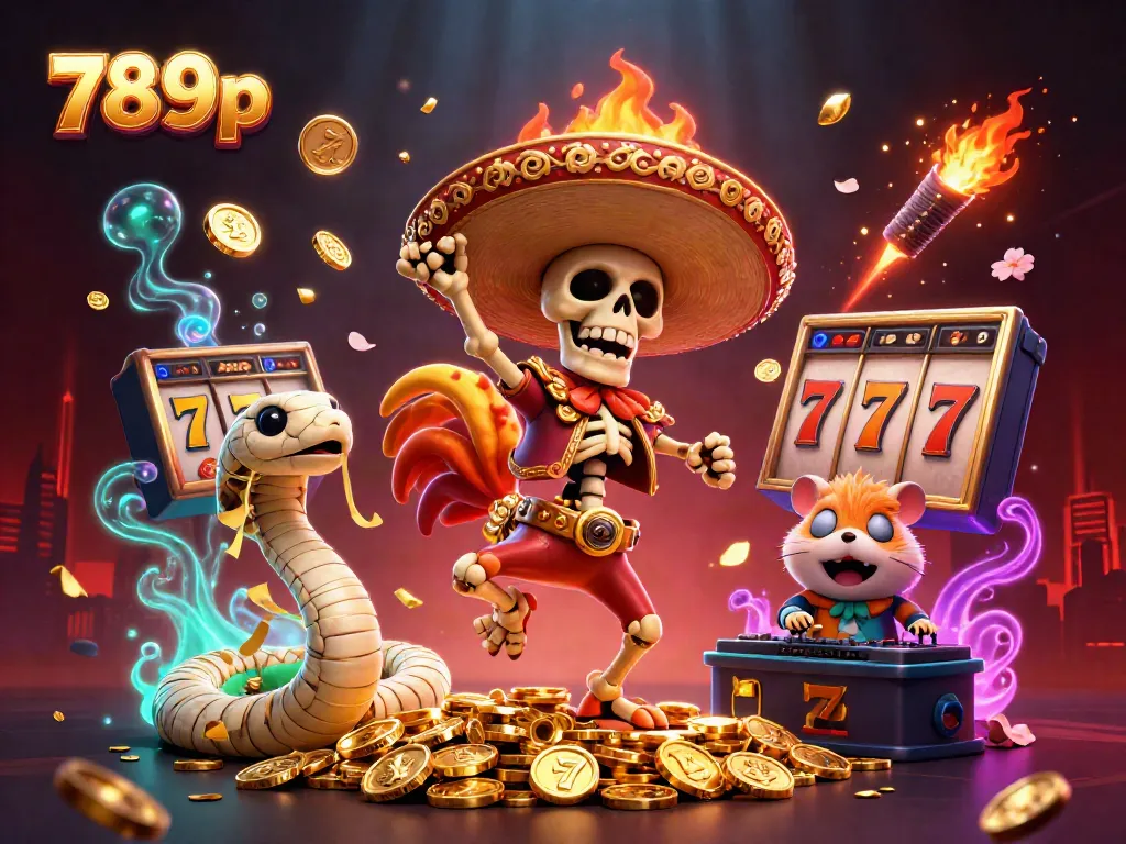 Experience the excitement of 789p with a vibrant celebration of winning symbols and a lively casino atmosphere.