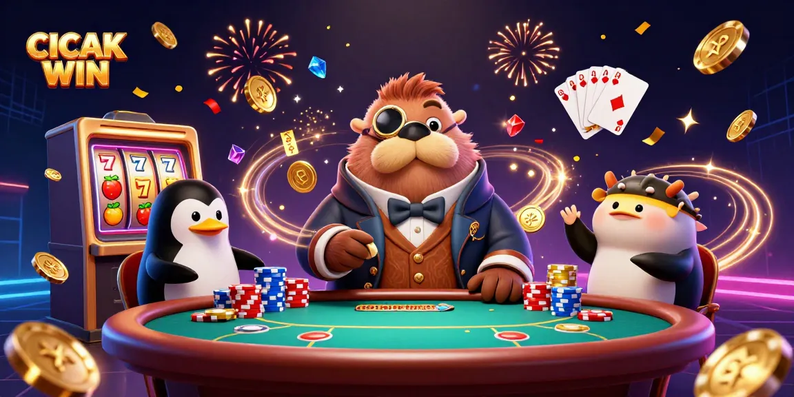 CICAK WIN showcases a vibrant underwater poker scene with characters and dynamic casino elements.
