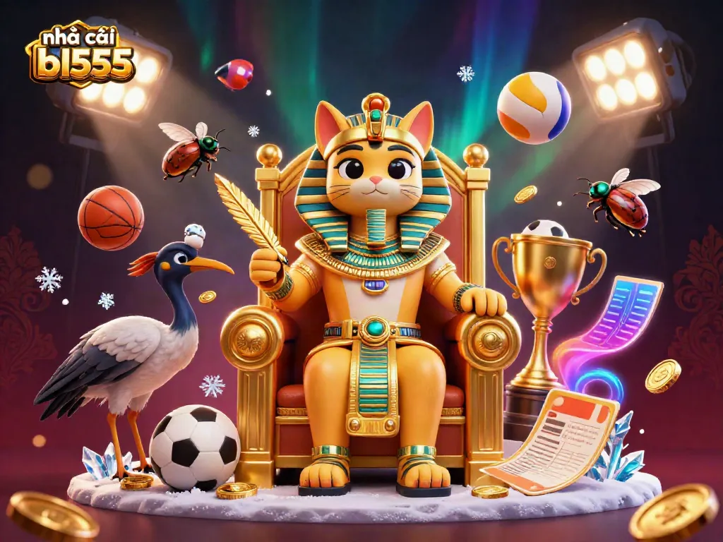 Experience the excitement at nhà cái bl555 with this vibrant 3D illustration showcasing gambling themes.