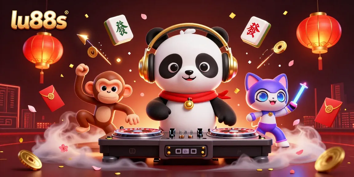 Experience exciting gameplay with lu88s, featuring a DJ panda and vibrant casino elements.