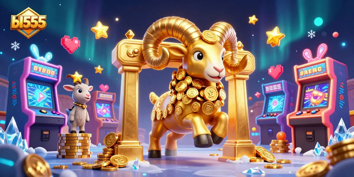 Engage with bl555's thrilling gaming experience featuring a golden ram and arcade action.