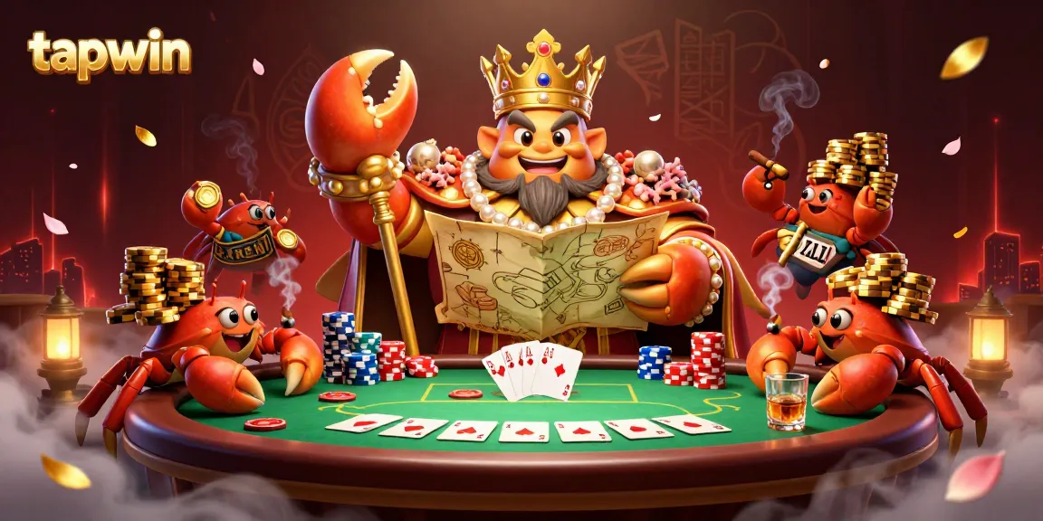 Experience thrilling poker action at tapwin with a golden crab emperor and rich casino elements.