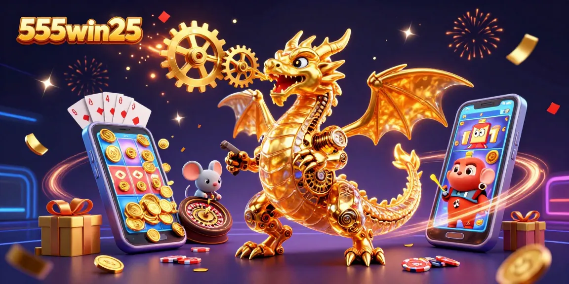 Experience thrilling gameplay with 555win25, featuring a golden dragon and exciting slot rewards.