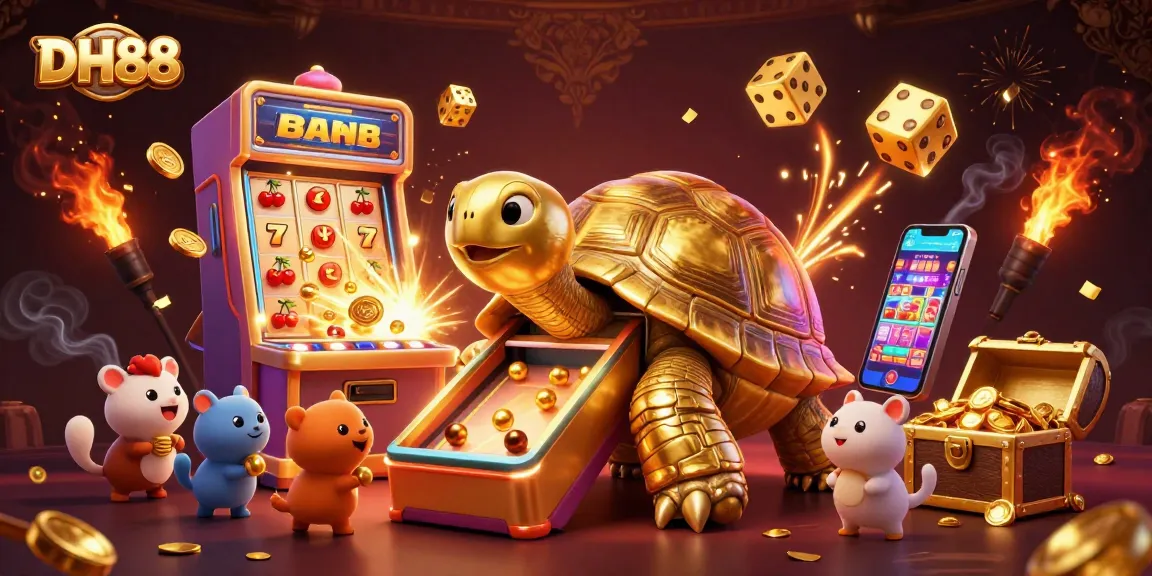 Experience thrilling gameplay at DH88 with colorful slot bursts, coins, and vibrant animations.