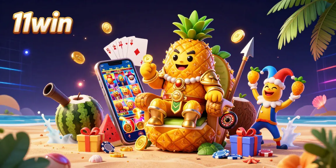 Experience the thrill of playing at 11win with colorful slot games and vibrant casino elements in a lively scene.