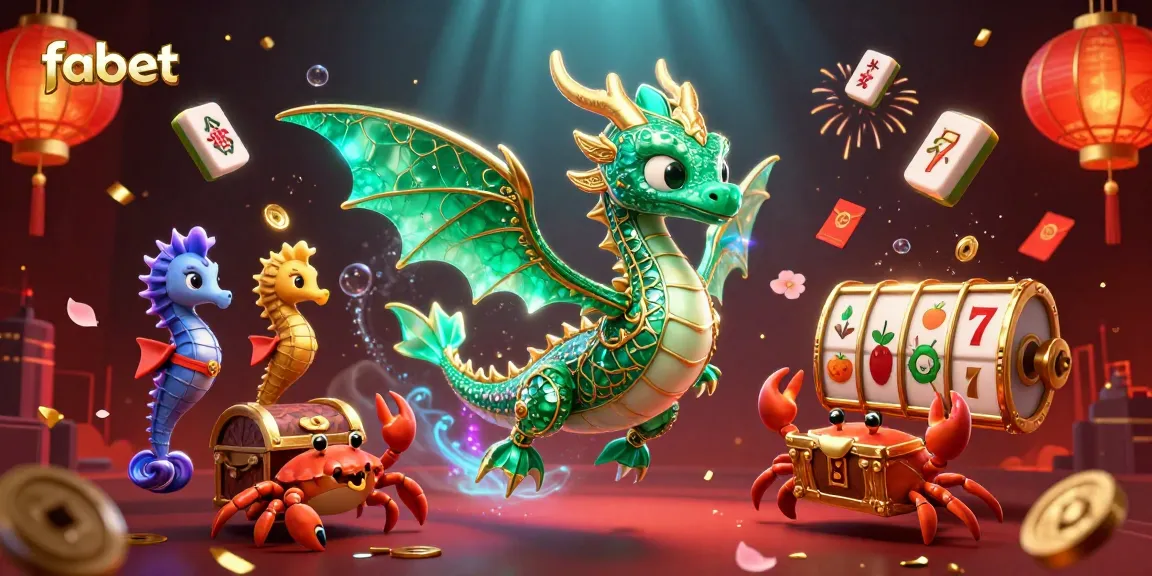 Play fabet slots with emerald sea dragons and lively game elements in a colorful underground scene.