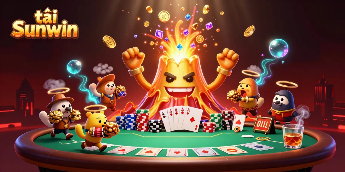 Play tải Sunwin and win treasure with vibrant casino elements in this lively 3D illustration.
