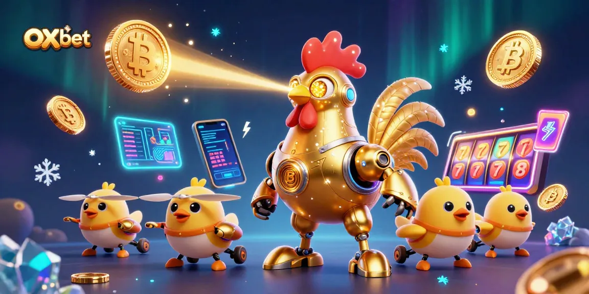 Engage with the exciting world of gambling at oxbet with a dynamic casino illustration featuring crypto elements and vibrant slot games.